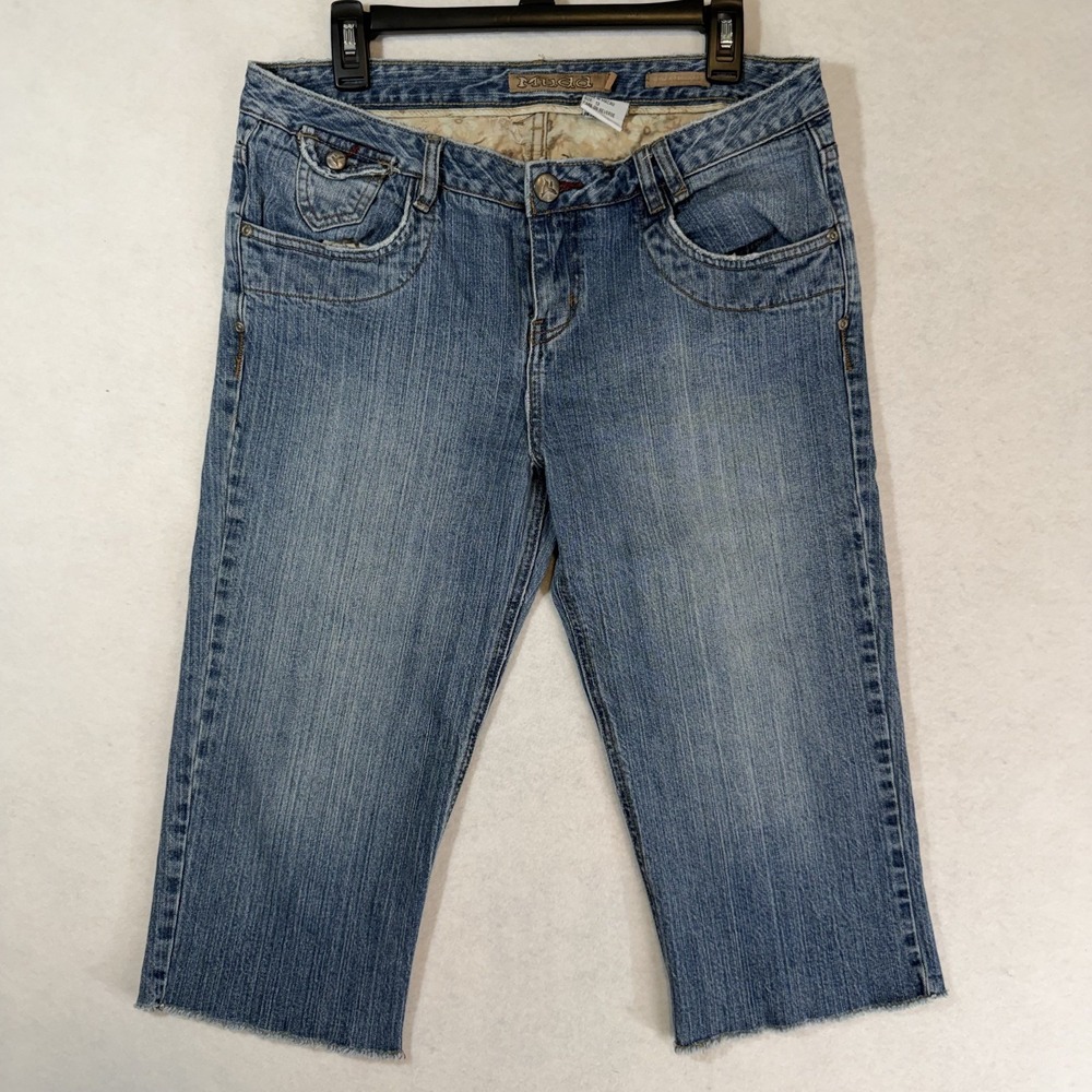 VTG 90s Y2K MUDD Jeans‎ Crop Sz 13 US 35" Waist Capri Pant Boho